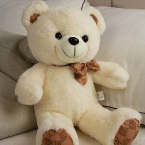 1pc 35cm Ultra Cute & Soft Teddy Bear Plush Stuffed Animal Doll, Bowtie Teddy Be